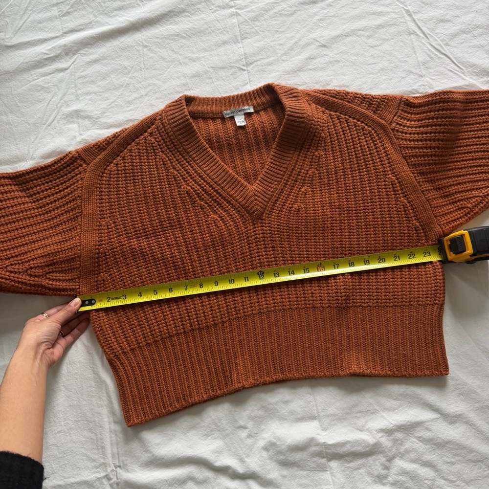 Autumn Cashmere Chunky‎ V-Neck Wool/Cashmere Sweater Burnt Orange S - Picture 6 of 6